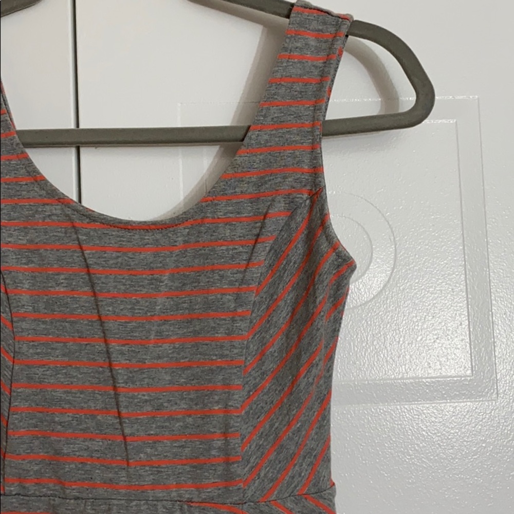 Gray Striped Skater Dress